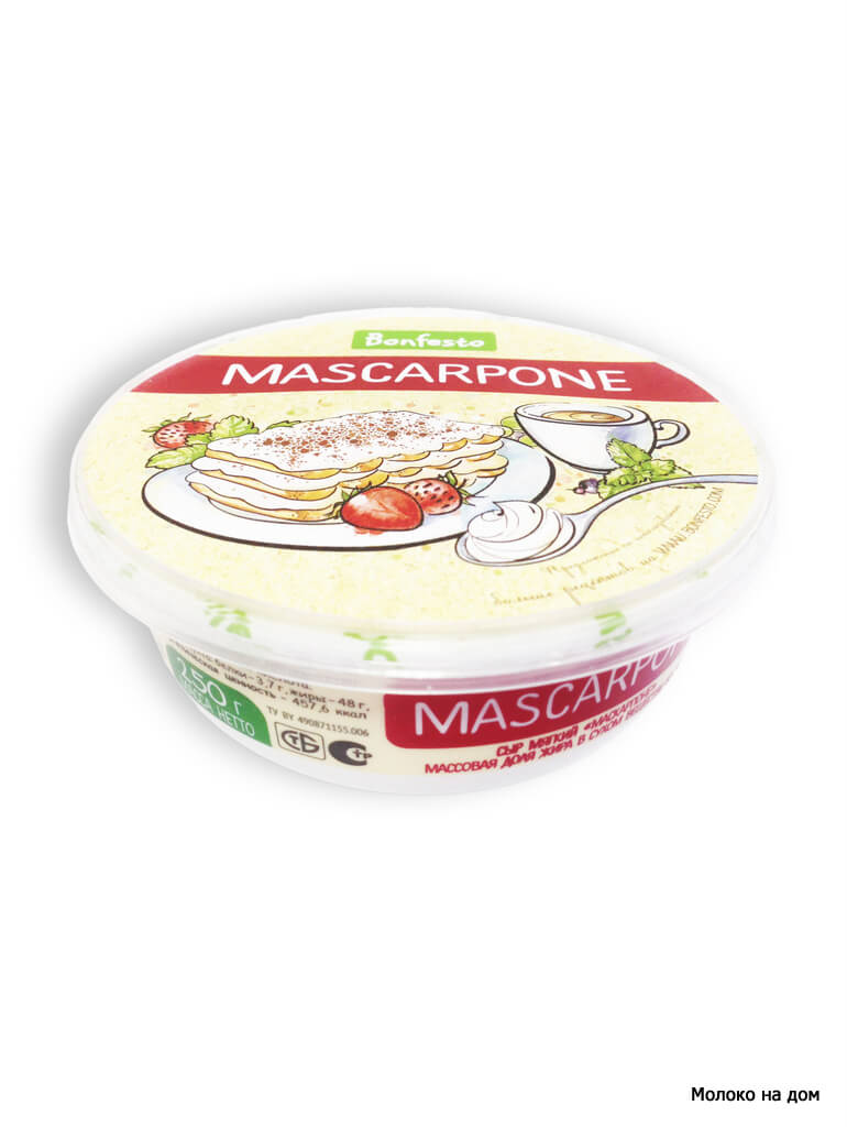 Сыр мягкий "Маскарпоне" "Bonfesto" 83% 250г коробка (г.Туров, РБ)