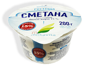 Сметана "Milkavita" 15% 200г стакан (г.Гомель, РБ)