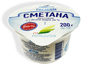 Сметана "Milkavita" 20% 200г стакан (г.Гомель, РБ)