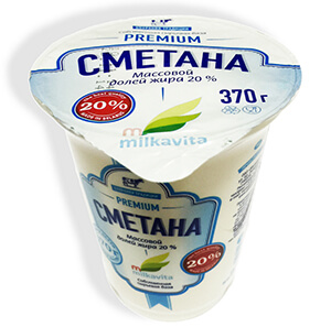 Сметана "Milkavita" 20% 370г стакан (г.Гомель, РБ)