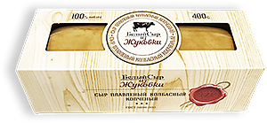 Сыр колбасный копчёный 40% 400г картон (г. Жуковка, Россия)