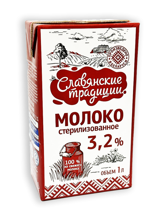 Молоко стерилизованное Славянские традиции 3,2% 1л тетра-пак