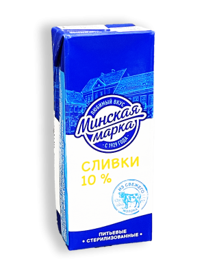 Сливки стерилизованные Минская марка 10% 200г тетра-пак