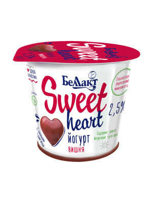 Йогурт двухслойный Sweet heart вишня 2,5% 150г стакан