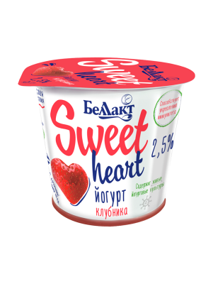 Йогурт двухслойный Sweet heart клубника 2,5% 150г стакан
