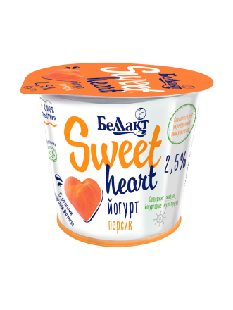 Фото Йогурт двухслойный Sweet heart персик 2,5% 150г стакан
