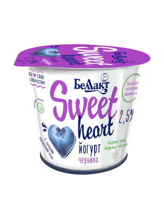 Фото Йогурт двухслойный Sweet heart черника 2,5% 150г стакан