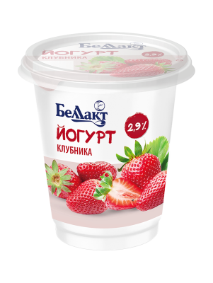 Йогурт Беллакт с фруктовым наполнителем клубника 2,9% 380г стакан