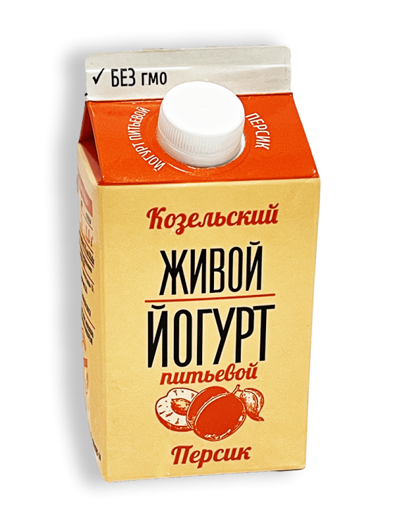 Йогурт Козельский Живой персик 2,5% 450г пюр-пак