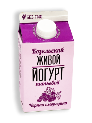 Йогурт Козельский Живой чёрная смородина 2,5% 450г пюр-пак