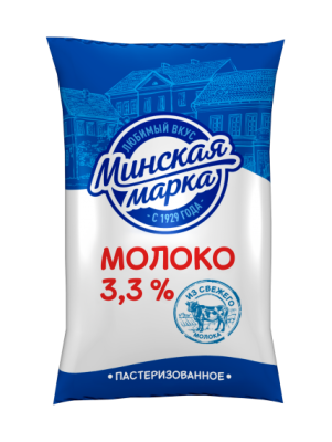 Молоко пастеризованное Минская марка 3,3% 1л пленка