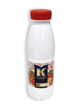 Фото Йогурт Кремлёвское качество клубника 1,5% 330г бутылка (с. Непецино, Россия)
