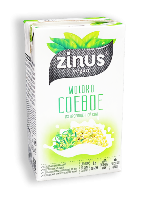 Напиток ZINUS vegan Соевое Моlоко 1,5% 1л тетра-пак