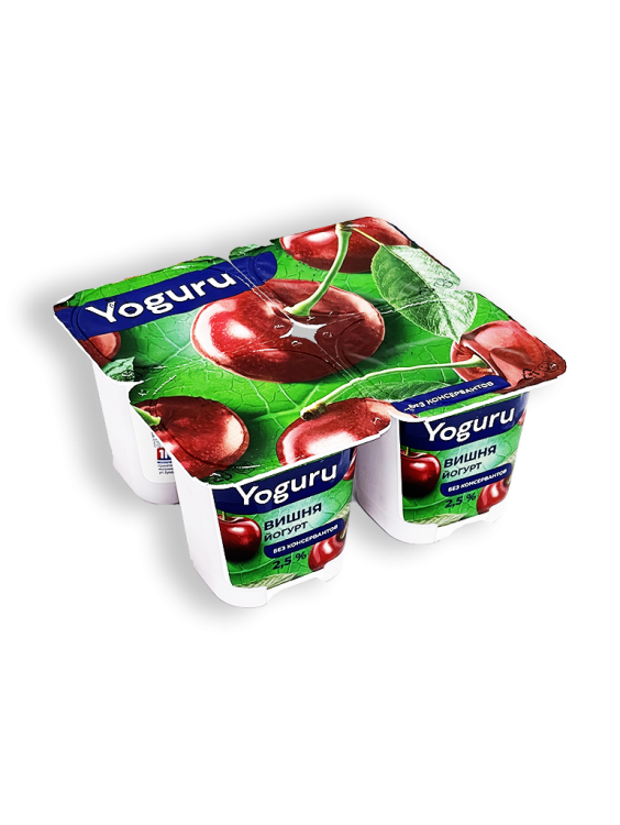 Йогурт Yoguru вишня 2,5% 4 стаканчика по 125г