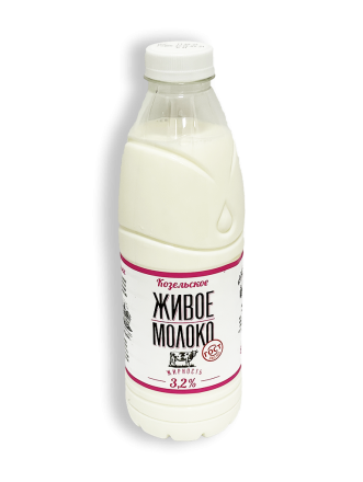 Фото Молоко пастеризованное Козельское Живое 3,2% 0,93л бутылка