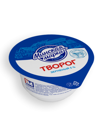 Фото Творог зерненый Минская марка со сливками 5% 140г стакан