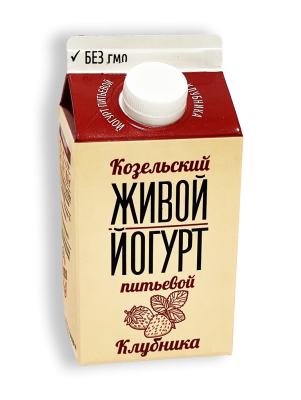Йогурт Козельский Живой клубника 2,5% 450г пюр-пак