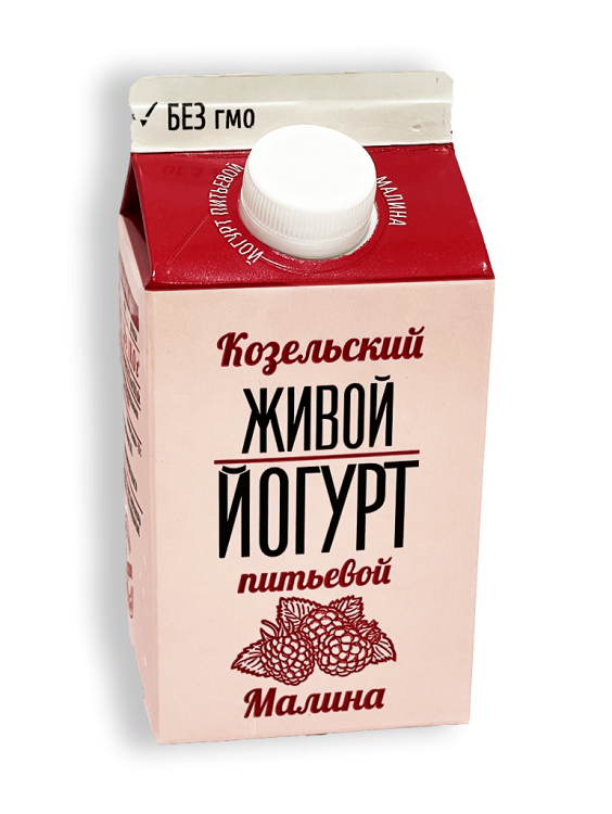 Йогурт Козельский Живой малина 2,5% 450г пюр-пак