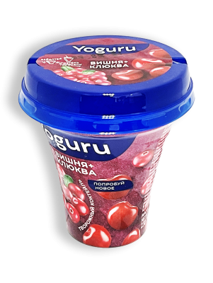 Коктейль творожный Yoguru вишня и клюква 2,9% 230г стакан