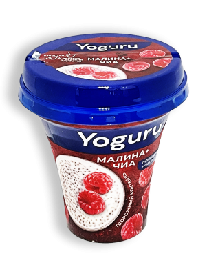 Коктейль творожный Yoguru малина и чиа 2,9% 230г стакан