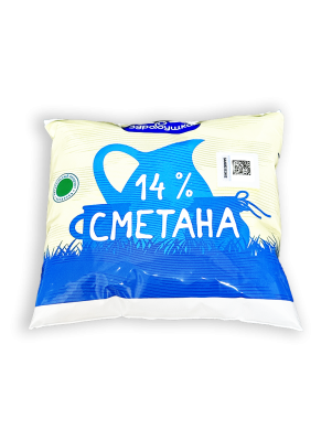 Сметана Здравушка 14% 400г пленка