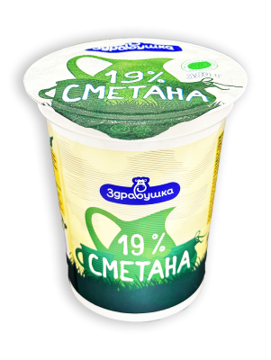 Сметана Здравушка 19% 380г стакан