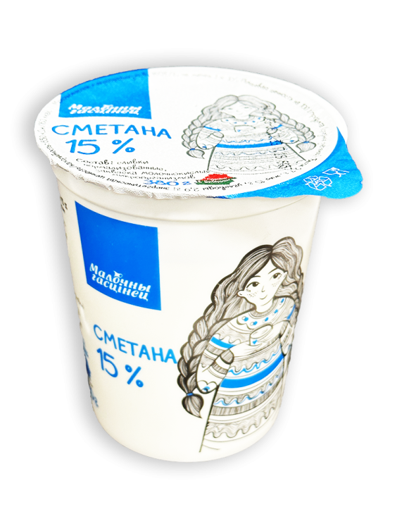 Сметана Молочный гостинец 15% 380г стакан