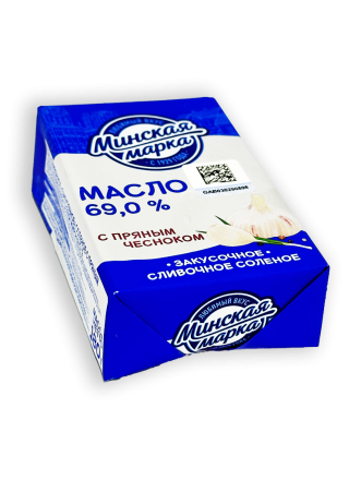 Фото Масло сливочное Минская марка закусочное соленое пряный чеснок 69% 180г фольга