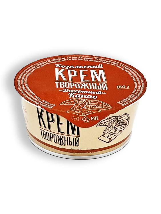 Крем творожный десертный Козельский какао 7% 150г стакан