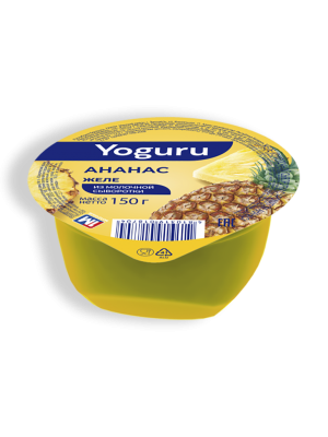 Желе из молочной сыворотки Yoguru ананас 150г стакан