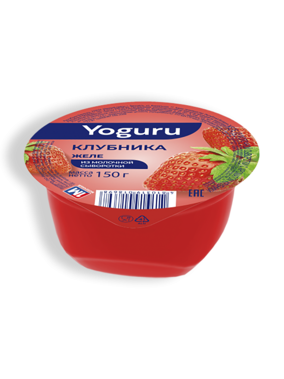 Желе из молочной сыворотки Yoguru клубника 150г стакан